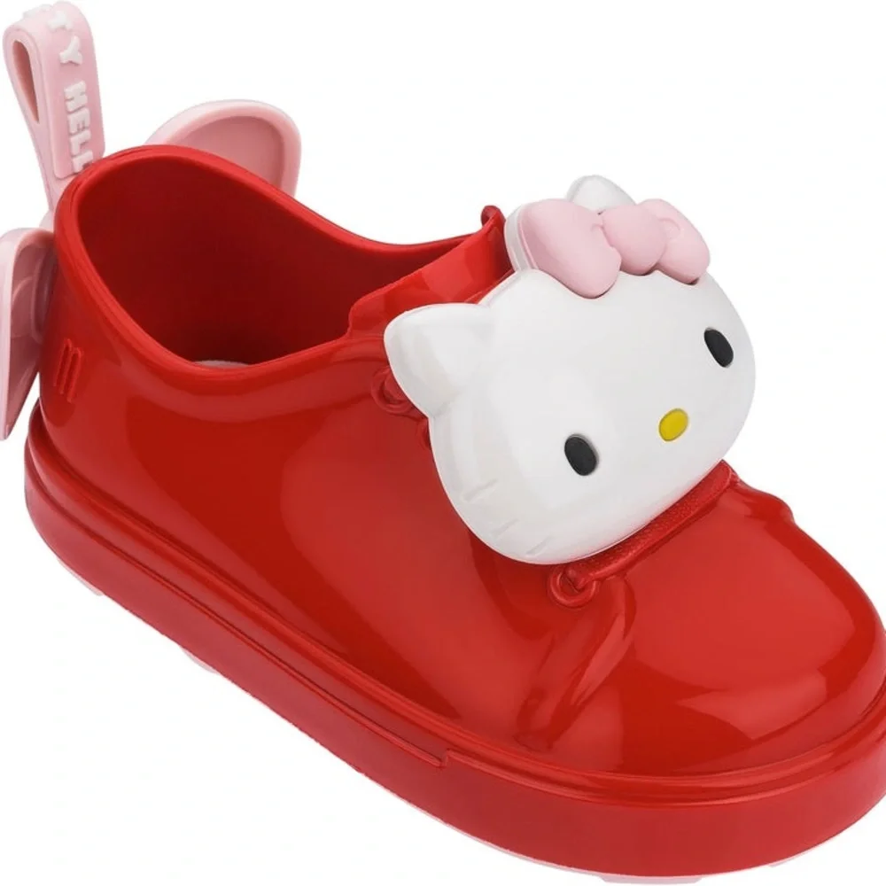NWT MINI MELISSA Mini Be + Hello Kitty Toddler Sneakers In Red Size 6T